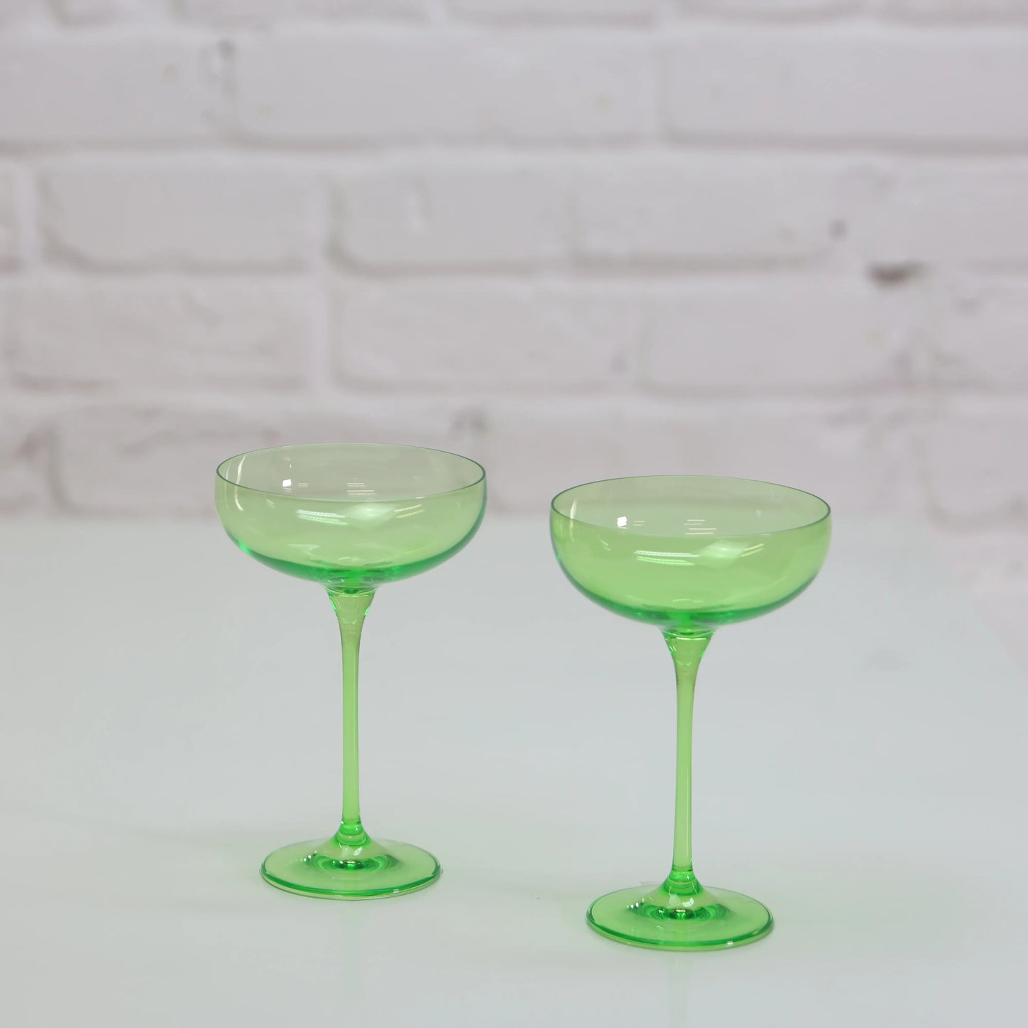 Farbige Champagnerschalen, 2er Set - Wasabi