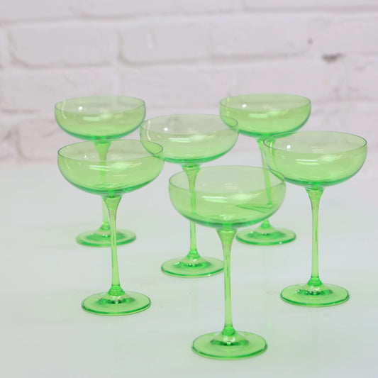 Farbige Champagnerschalen, 6er Set - Wasabi