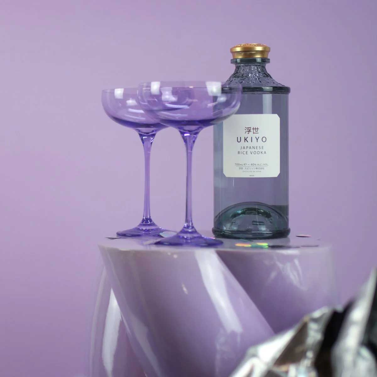 Coloured Champagne Coupe, Set of 2 Pieces, Violet Thirst