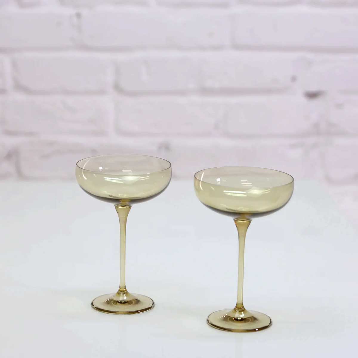 Coloured Champagne Coupe, Set of 2 Pieces, Golden Shroom