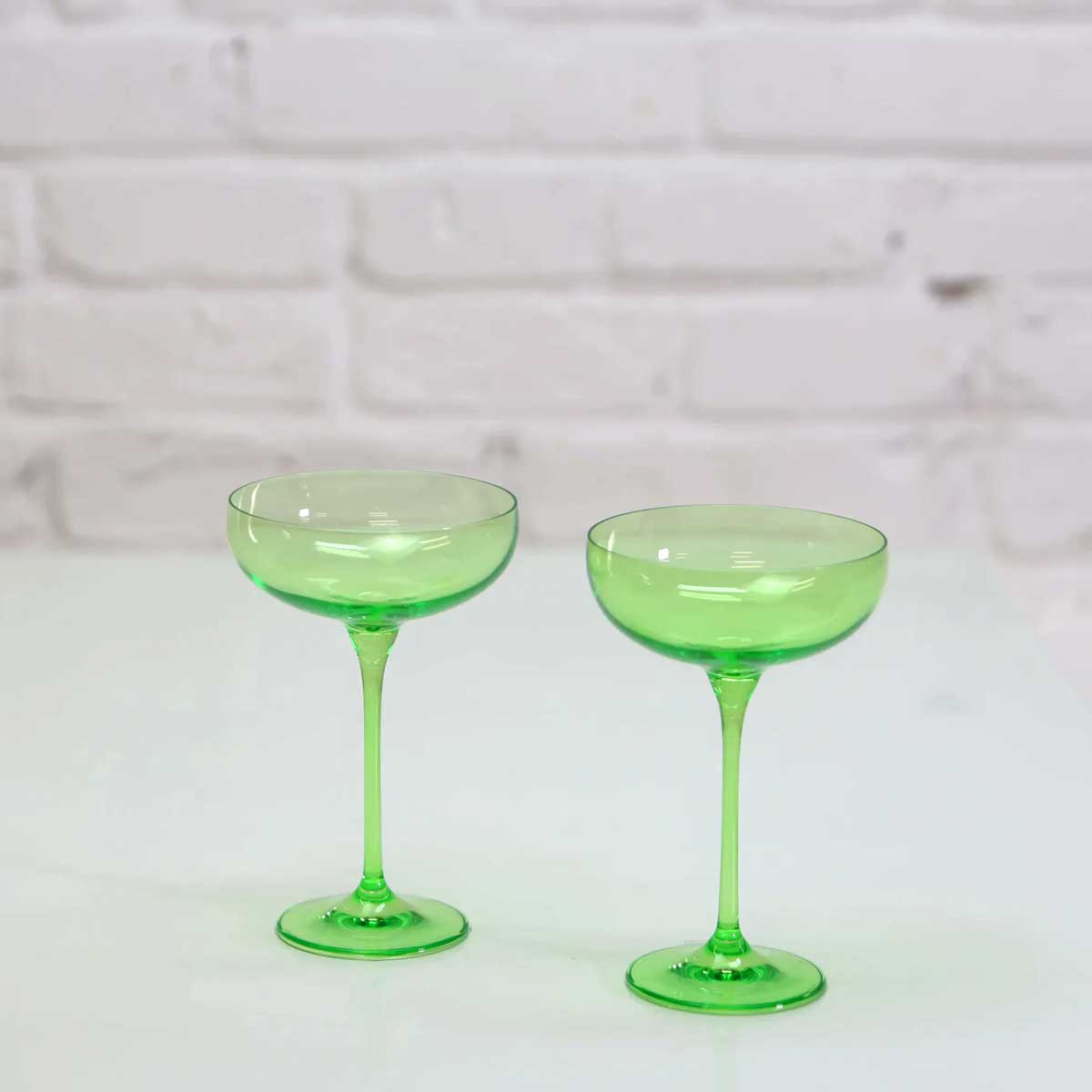 Coloured Champagne Coupe, Set of 2 Pieces, Wasabi