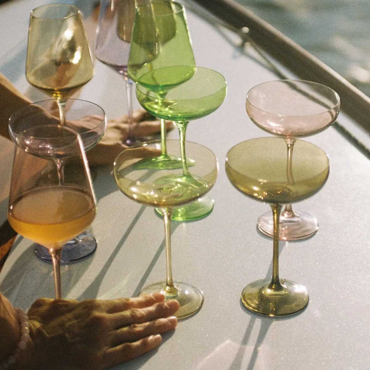 Coloured Champagne Coupe, Set of 6 Pieces, Shadow Moon