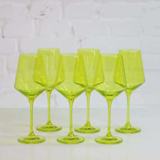 Coloured Wine Glass, Set of 6 Pieces, Neon Spill