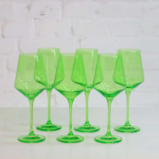 Coloured Wine Glass, Set of 6 Pieces, Wasabi